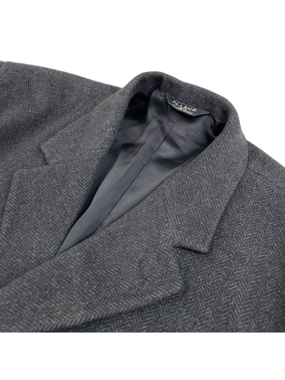 Jos A Bank Men’s Wool Blend 3-Button Trench Coat Gray Herringbone • 44R